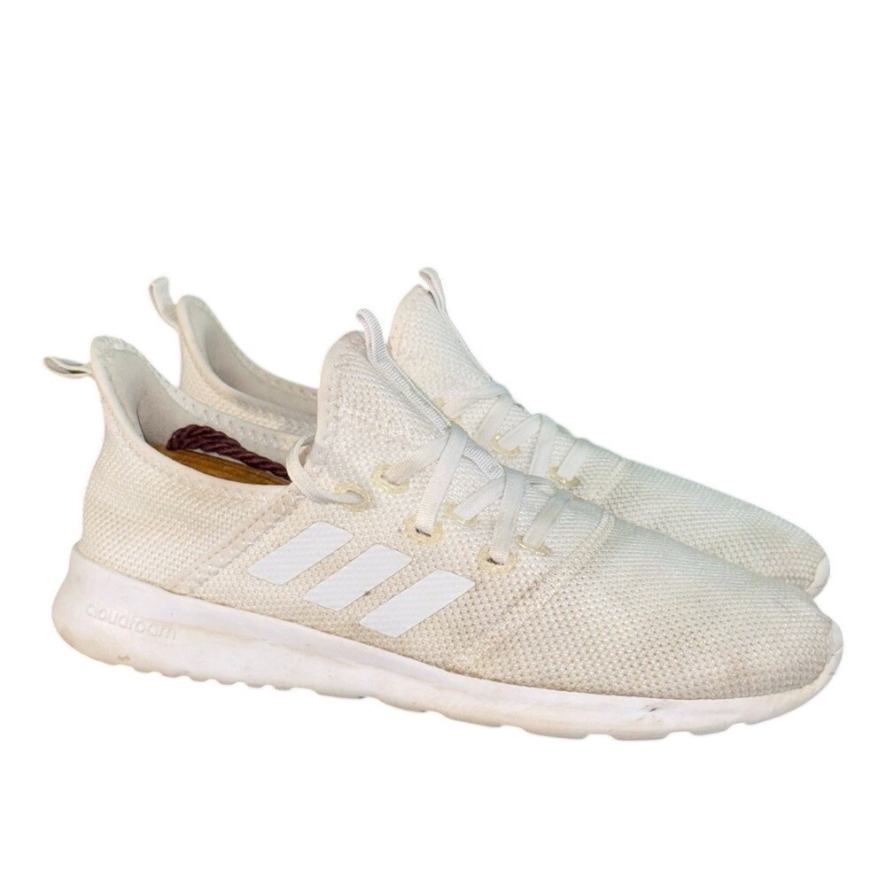 Adidas Cloudfoam Pure White Mesh Running Shoes FW7598 Womens 7.5 - Picture 1 of 6